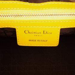 Pre Owned Dior Yellow Medium Lambskin Cannage Lady Dior