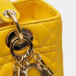 Pre Owned Dior Yellow Medium Lambskin Cannage Lady Dior