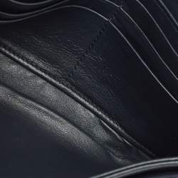 Pre Owned Dior Navy Blue Oblique Canvas and Leather Saddle Wallet on Chain