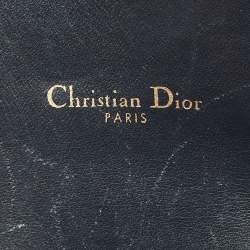 Pre Owned Dior Navy Blue Oblique Canvas and Leather Saddle Wallet on Chain