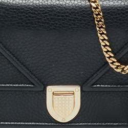 Pre Owned Dior Black Cannage Leather Diorama Wallet on Chain