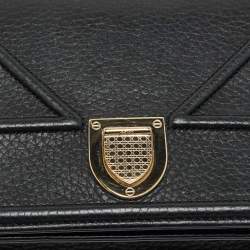 Pre Owned Dior Black Cannage Leather Diorama Wallet on Chain