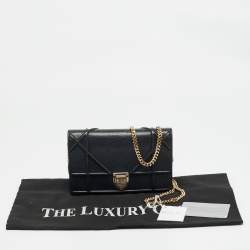 Pre Owned Dior Black Cannage Leather Diorama Wallet on Chain