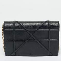 Pre Owned Dior Black Cannage Leather Diorama Wallet on Chain