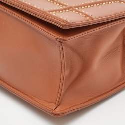 Pre Owned Dior Brown Leather Medium Diorama Studded Flap Shoulder Bag
