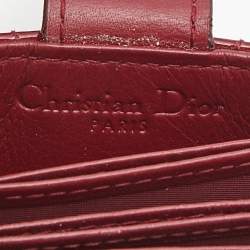 Pre Owned Dior Red Cannage Patent Leather Lady Dior 5 Gusset Card Holder