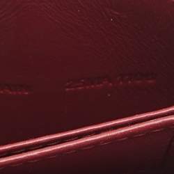 Pre Owned Dior Red Cannage Patent Leather Lady Dior 5 Gusset Card Holder