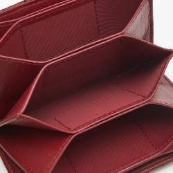 Pre Owned Dior Red Cannage Patent Leather Lady Dior 5 Gusset Card Holder