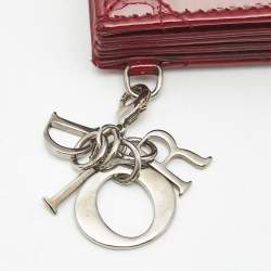 Pre Owned Dior Red Cannage Patent Leather Lady Dior 5 Gusset Card Holder