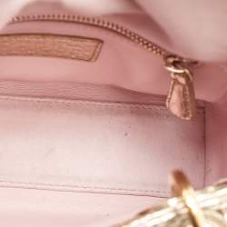 Pre Owned Dior Metallic Gold Python Mini Lady Dior Tote