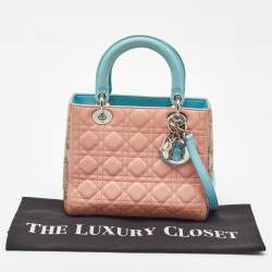 Pre Owned Dior Multicolor Cannage Leather and Snakeskin Medium Lady Dior Tote