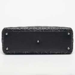 Pre Owned Dior Black Cannage Stitched Leather Large Lady Dior Tote
