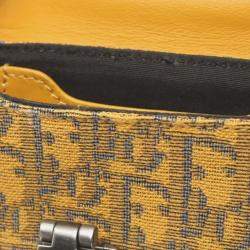 Pre Owned Dior Yellow Nano Oblique Lock Pouch Crossbody