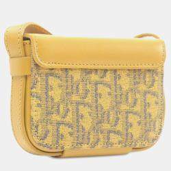 Pre Owned Dior Yellow Nano Oblique Lock Pouch Crossbody