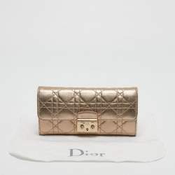 Pre Owned Dior Gold Cannage Leather Miss Dior Rendezvous Wallet on Chain