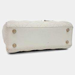 Pre Owned Dior Cream Leather Small Cannage Lady Dior Bag