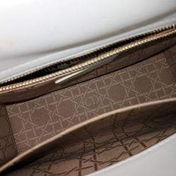 Pre Owned Dior Cream Leather Small Cannage Lady Dior Bag