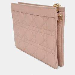 Pre Owned Dior Pink Leather Caro Chain Zipper Pouch and Crossbody Bag
