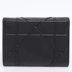Pre Owned Dior Black Leather Diorama Trifold Wallet