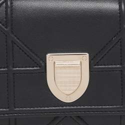 Pre Owned Dior Black Leather Diorama Trifold Wallet