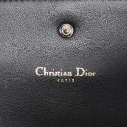 Pre Owned Dior Black Leather Diorama Trifold Wallet