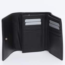 Pre Owned Dior Black Leather Diorama Trifold Wallet