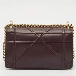 Pre Owned Dior Burgundy Cannage Leather Small Diorama Flap Bag
