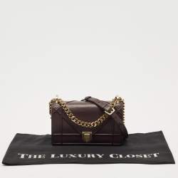 Pre Owned Dior Burgundy Cannage Leather Small Diorama Flap Bag