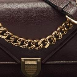 Pre Owned Dior Burgundy Cannage Leather Small Diorama Flap Bag