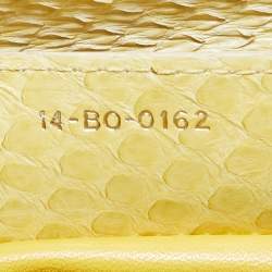 Pre Owned Dior Yellow Snakeskin Medium Lady Dior Tote