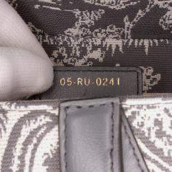 Pre Owned Dior Grey Canvas Reverse Embroidered Toile De Jouy Saddle Bag