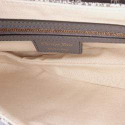 Pre Owned Dior Grey Canvas Reverse Embroidered Toile De Jouy Saddle Bag