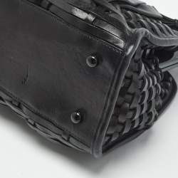 Pre Owned Dior Black Woven Leather Limited Edition 1565 Samourai Frame Bag