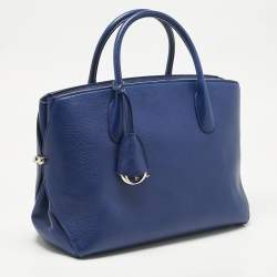 Pre Owned Dior Blue Leather Large Bar Tote