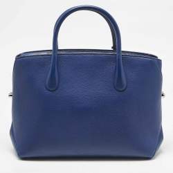 Pre Owned Dior Blue Leather Large Bar Tote