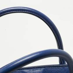 Pre Owned Dior Blue Leather Large Bar Tote