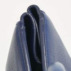 Pre Owned Dior Blue Leather Large Bar Tote