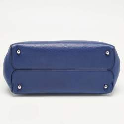 Pre Owned Dior Blue Leather Large Bar Tote