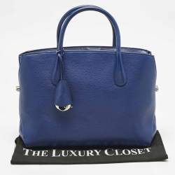 Pre Owned Dior Blue Leather Large Bar Tote