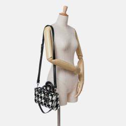 Pre Owned Dior Lady D Joy Medium Macro Houndstooth Canvas Bag