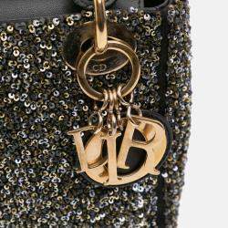 Pre Owned Dior Lady Dior Mini Satin Sequin Embroidered Bag