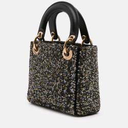 Pre Owned Dior Lady Dior Mini Satin Sequin Embroidered Bag