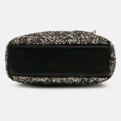 Pre Owned Dior Lady Dior Mini Satin Sequin Embroidered Bag