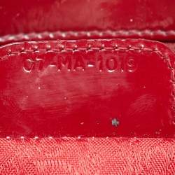 Pre Owned Dior Red Cannage Patent Leather Large Lady Dior Tote