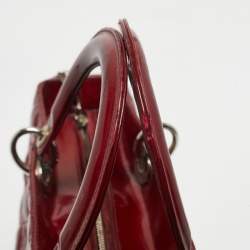 Pre Owned Dior Red Cannage Patent Leather Large Lady Dior Tote