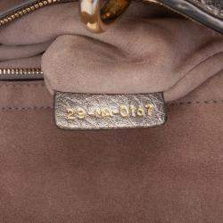 Pre Owned Dior Silver Small Metallic Grained Calfskin Cannage Supple Lady Dior