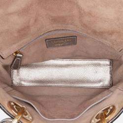 Pre Owned Dior Silver Small Metallic Grained Calfskin Cannage Supple Lady Dior