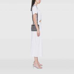 Pre Owned Dior Silver Small Metallic Grained Calfskin Cannage Supple Lady Dior