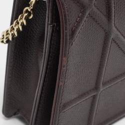 Pre Owned Dior Burgundy Leather Mini Diorama Chain Bag