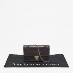 Pre Owned Dior Burgundy Leather Mini Diorama Chain Bag